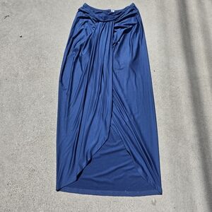 Women's Navy Blue Wrap-Front Maxi Skirt